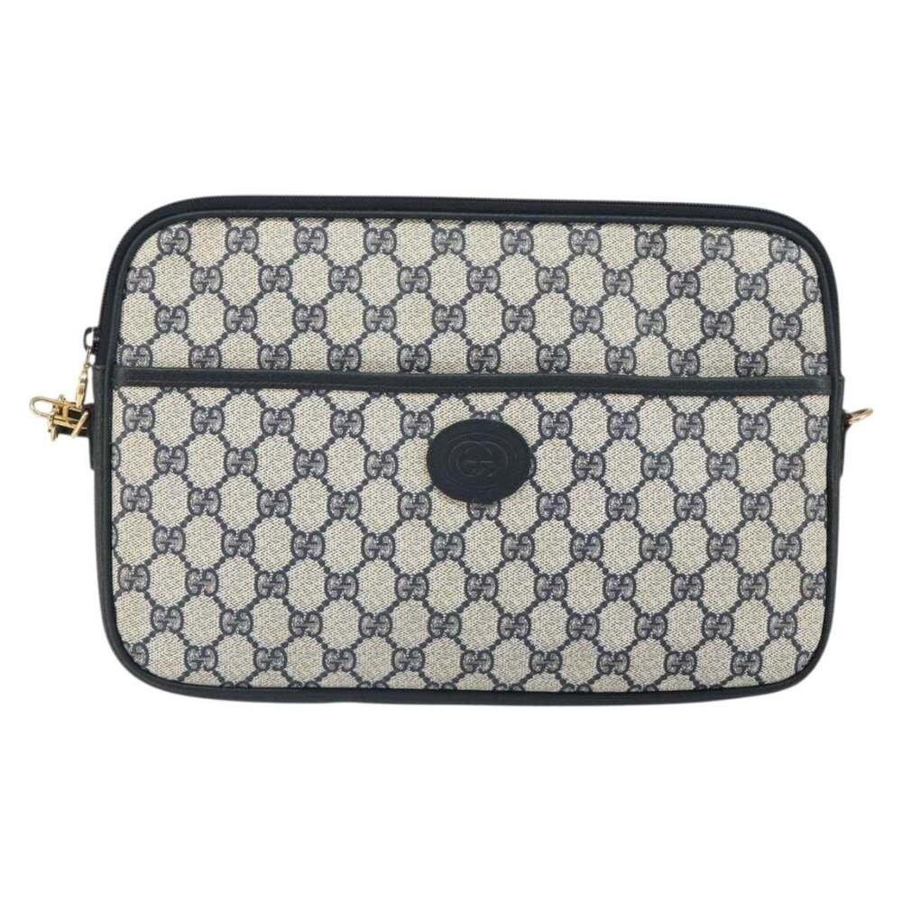Gucci GG Supreme Shoulder Bag Navy Gold 004 89 Blue